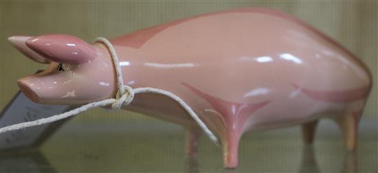 1950s stylistic pink glazed Beswick pig